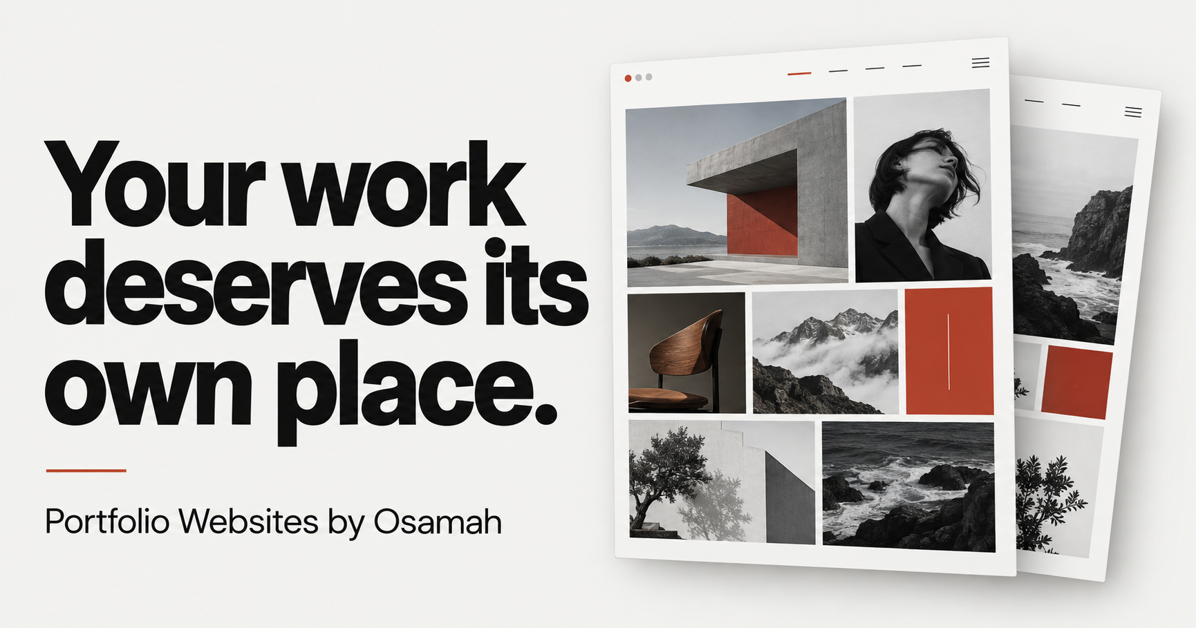 A portfolio concept with an editorial grid of photography, architecture and creative work